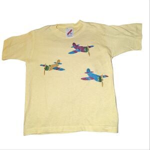 ‎Vintage yellow glitter airplane ✈️ tshirt